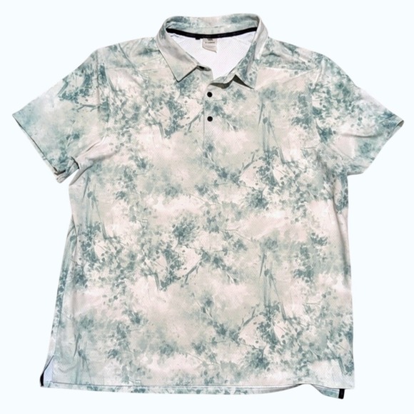 ⛳ VRST Mens XL Polo Golf Shirt Green Print Collared - Picture 1 of 3